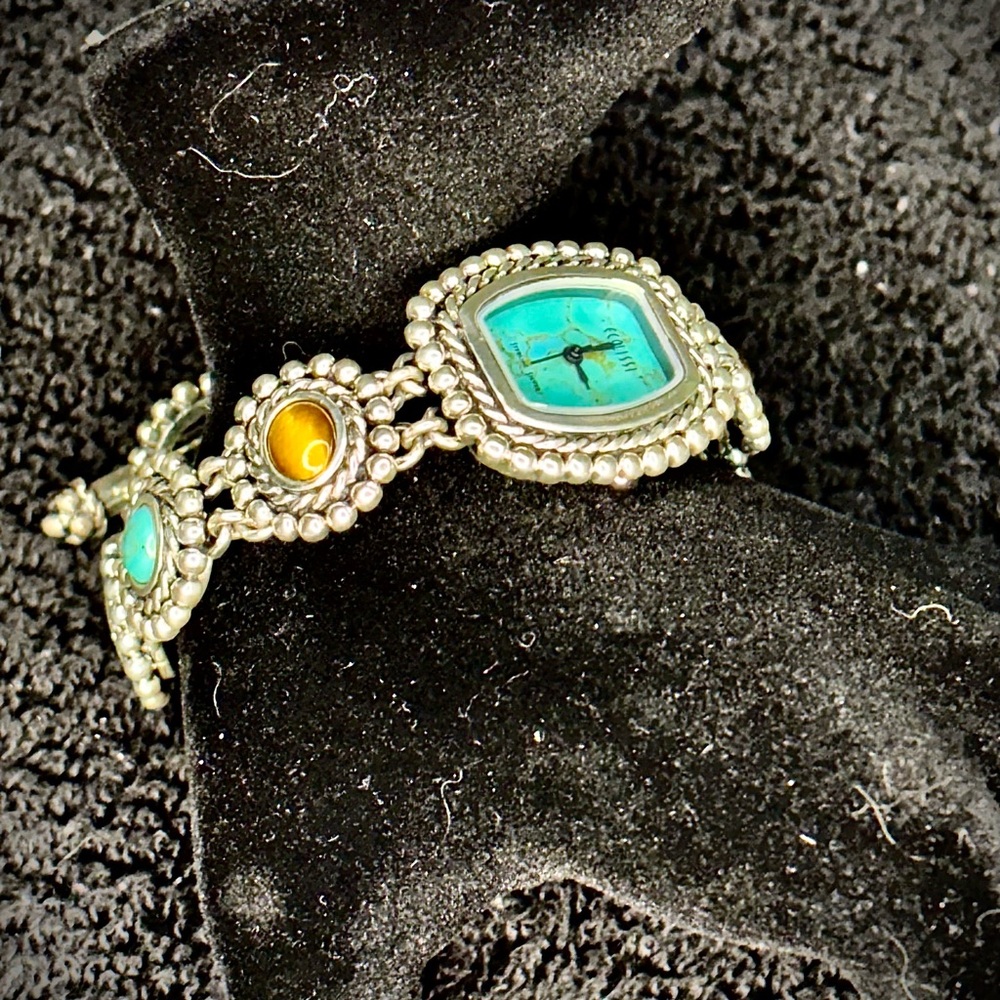 Ecclissi Sterling Silver Turquoise & Tiger’s Eye Toggle Watch Bracelet item#0025